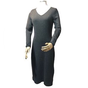 BLOOMINGDALE’S Grey V Neck Wool Sweater Dress